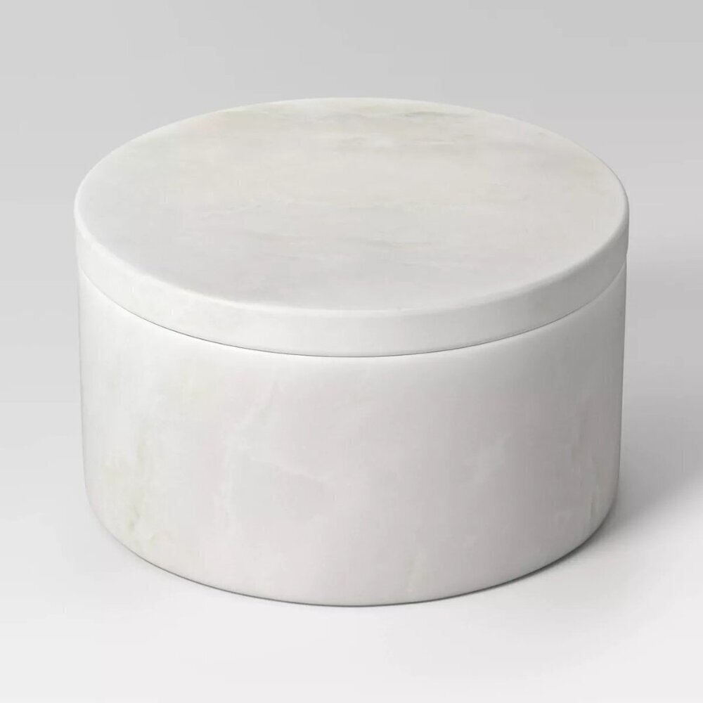 Onyx‎ Stone Statement Container White Round Storage w/ Lid - Threshold, Target